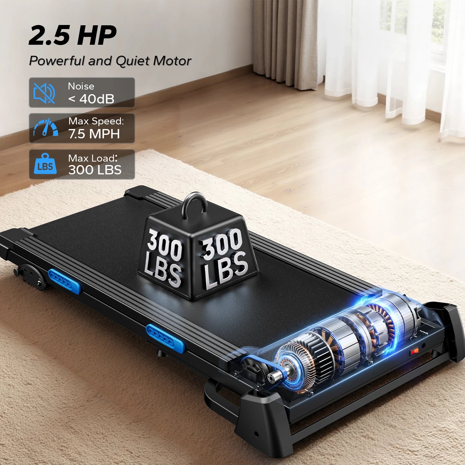 MERACH Foldable Treadmill T12 Incline 0.8-12km/H Walking Pad Save Space LED Display APP Heart Rate Monitoring 16.5" Wider Belt