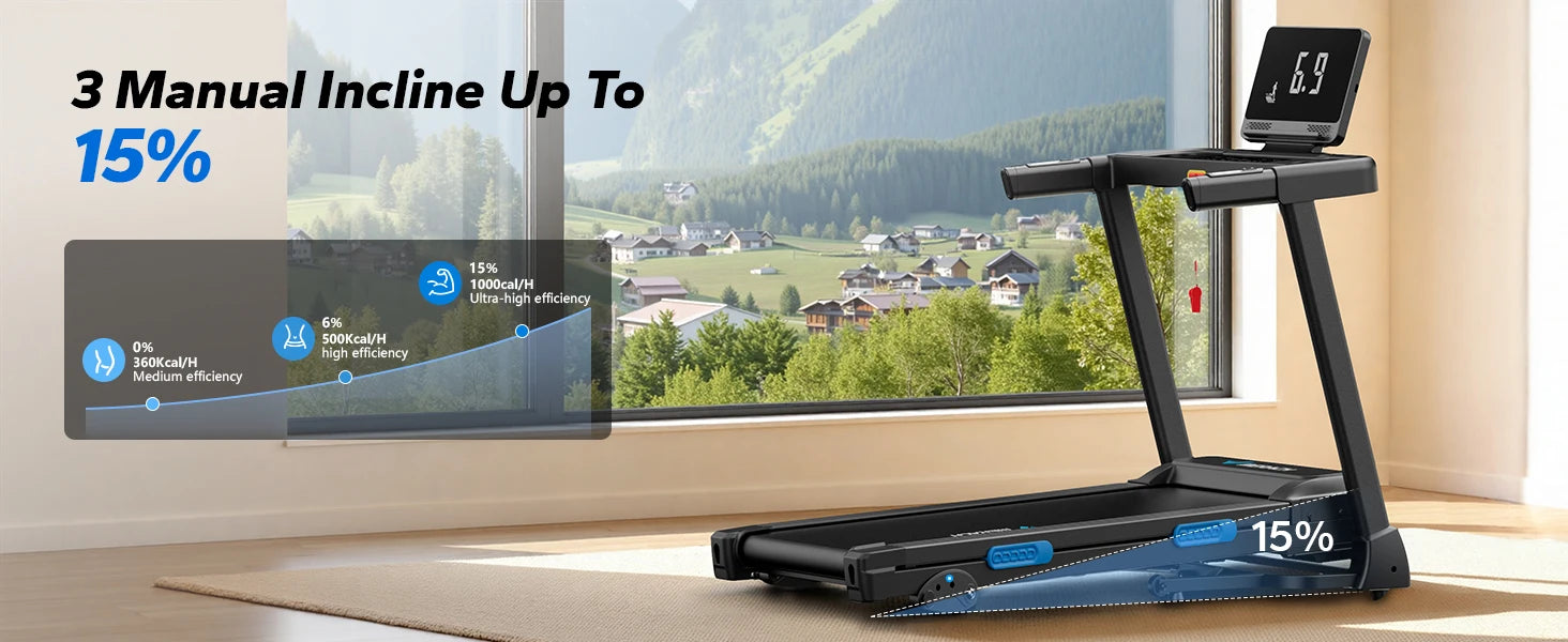 MERACH Foldable Treadmill T12 Incline 0.8-12km/H Walking Pad Save Space LED Display APP Heart Rate Monitoring 16.5" Wider Belt