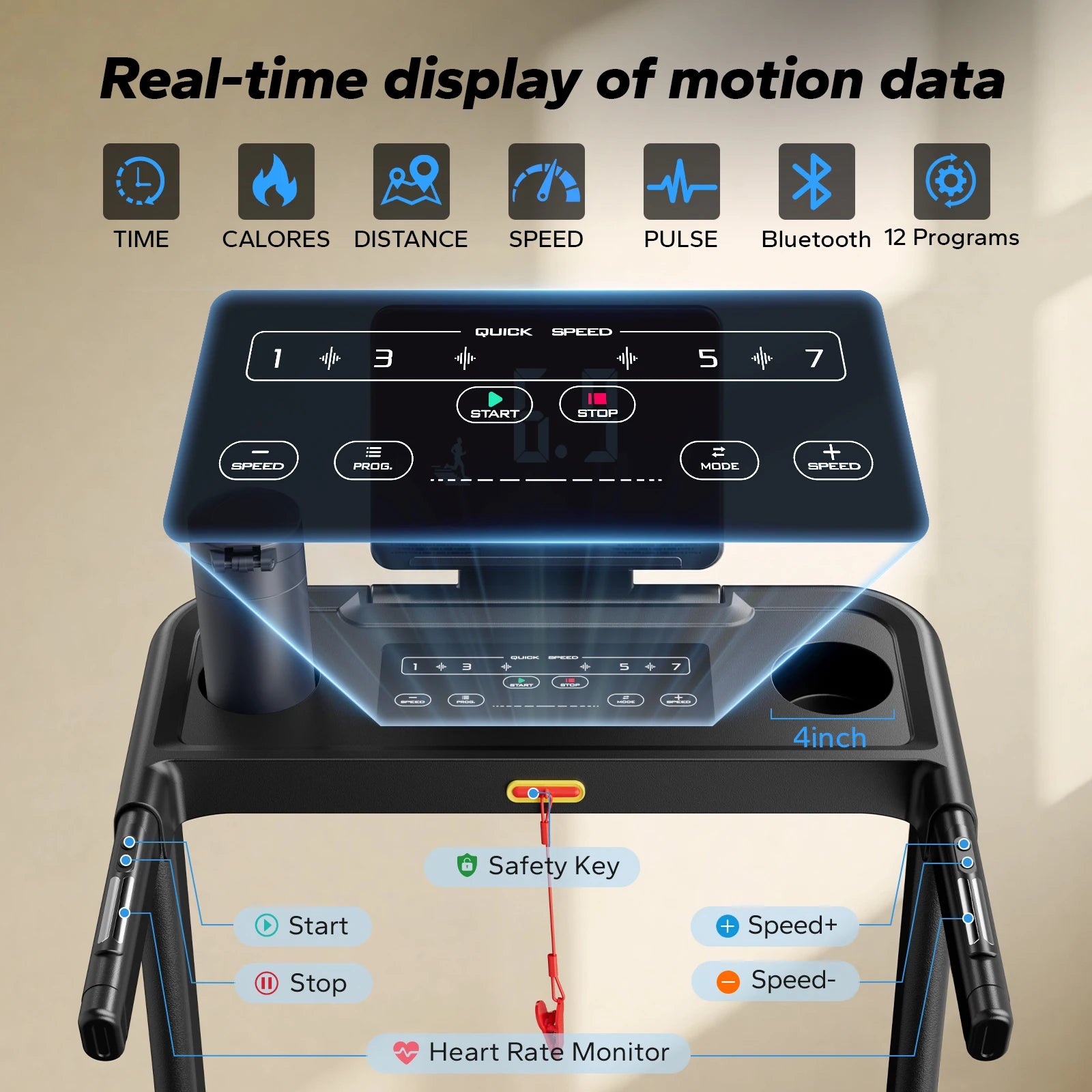 MERACH Foldable Treadmill T12 Incline 0.8-12km/H Walking Pad Save Space LED Display APP Heart Rate Monitoring 16.5" Wider Belt