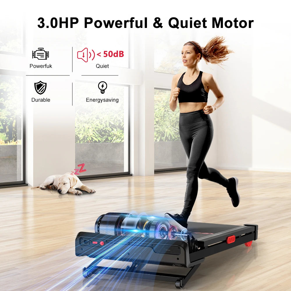 Walking Pad Treadmill for Home 9%Incline Under Desk Treadmill 3.0HP Quiet Motor Walking Running Machine with LCD Displa