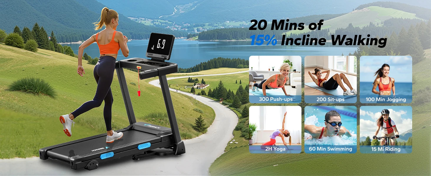 MERACH Foldable Treadmill T12 Incline 0.8-12km/H Walking Pad Save Space LED Display APP Heart Rate Monitoring 16.5" Wider Belt