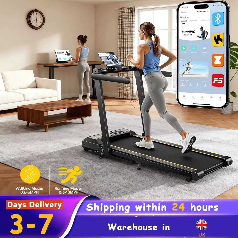 Walking Pad Treadmill with Quiet Motor, UK Home Fitness Fit, Walking Pad 0.6 - 5.0MPH Speed, 9% Incline, 265LBS Capacity