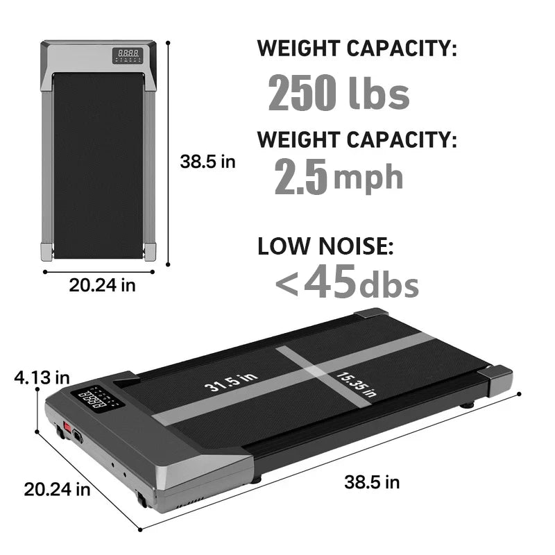 2-in-1 Portable Walking Pad Treadmill for Home & Office Use