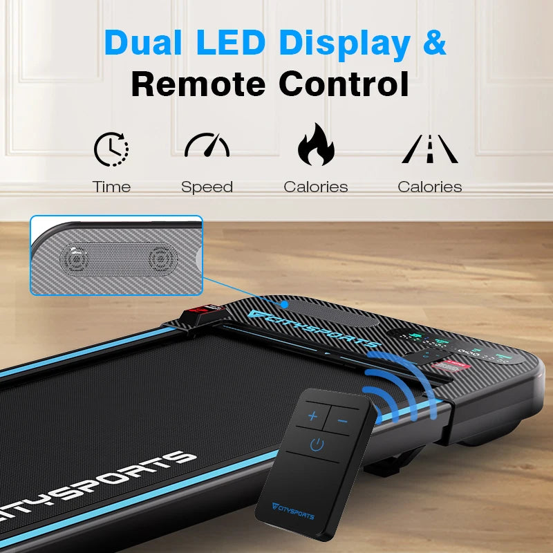 CITYSPORTS PRO Treadmill, Walking Pad with Remote Control & LED Display, Under Desk Treadmill, Easy to Move, Bluetooth Speaker